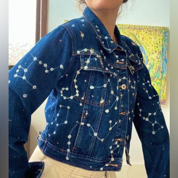 The sequin Constellation Denim Jacket - handmade - Picture 3 of 7